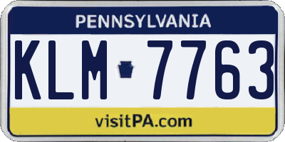 PA license plate KLM7763