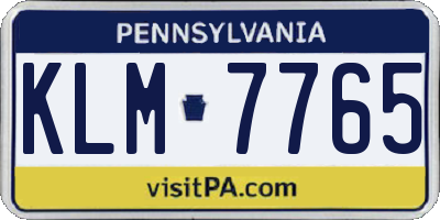 PA license plate KLM7765