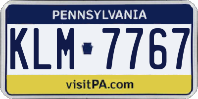 PA license plate KLM7767