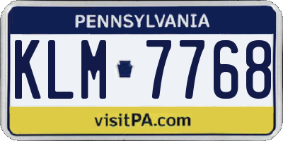 PA license plate KLM7768