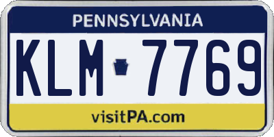 PA license plate KLM7769