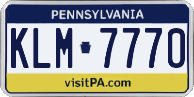 PA license plate KLM7770
