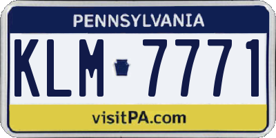 PA license plate KLM7771