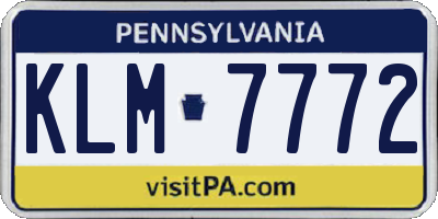PA license plate KLM7772