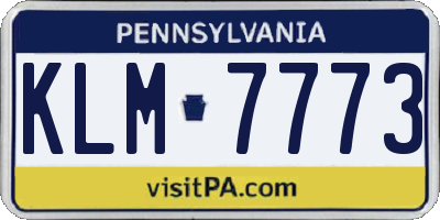 PA license plate KLM7773