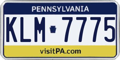 PA license plate KLM7775