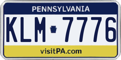 PA license plate KLM7776