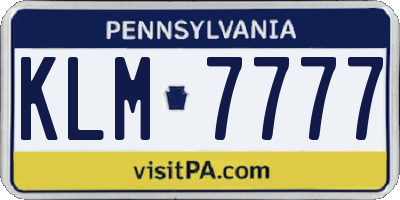 PA license plate KLM7777