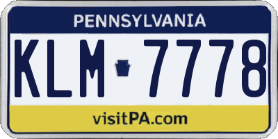 PA license plate KLM7778