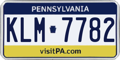 PA license plate KLM7782