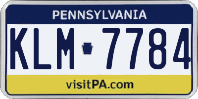 PA license plate KLM7784