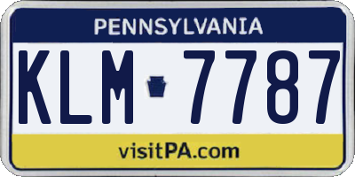 PA license plate KLM7787