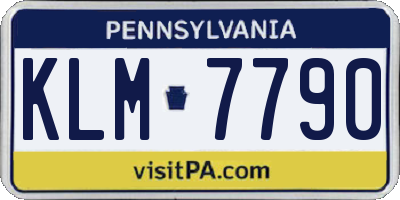PA license plate KLM7790