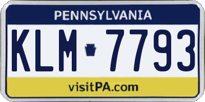PA license plate KLM7793