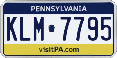 PA license plate KLM7795