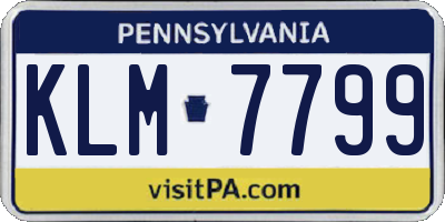PA license plate KLM7799
