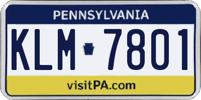 PA license plate KLM7801
