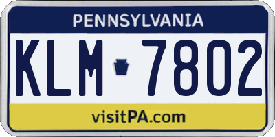 PA license plate KLM7802