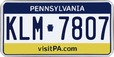 PA license plate KLM7807