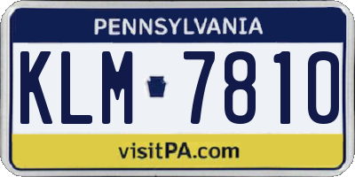 PA license plate KLM7810