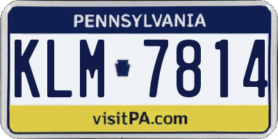 PA license plate KLM7814