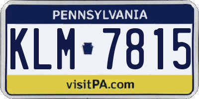 PA license plate KLM7815