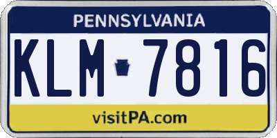 PA license plate KLM7816