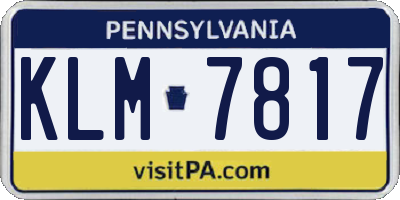 PA license plate KLM7817