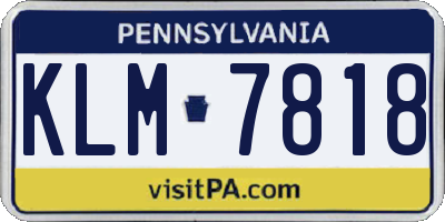 PA license plate KLM7818