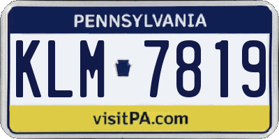 PA license plate KLM7819