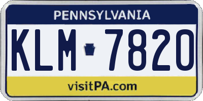PA license plate KLM7820