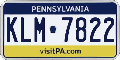 PA license plate KLM7822