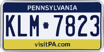 PA license plate KLM7823