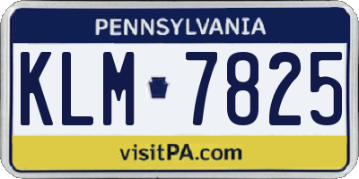 PA license plate KLM7825