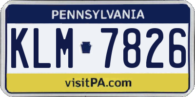 PA license plate KLM7826