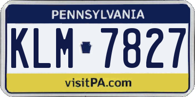 PA license plate KLM7827