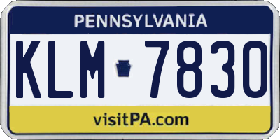 PA license plate KLM7830