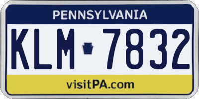 PA license plate KLM7832