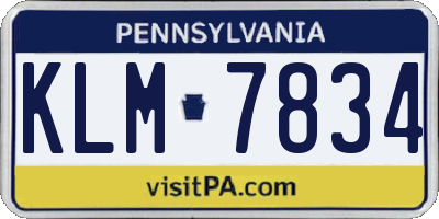 PA license plate KLM7834