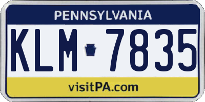 PA license plate KLM7835