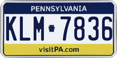 PA license plate KLM7836