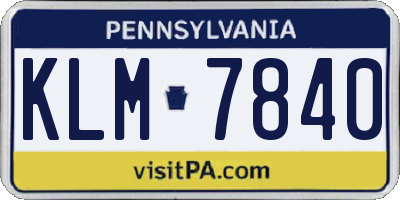 PA license plate KLM7840