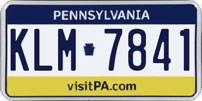 PA license plate KLM7841