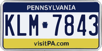 PA license plate KLM7843