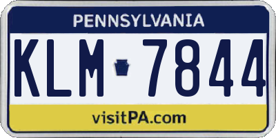 PA license plate KLM7844