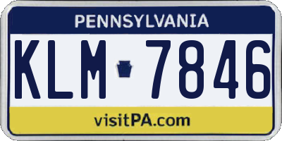 PA license plate KLM7846