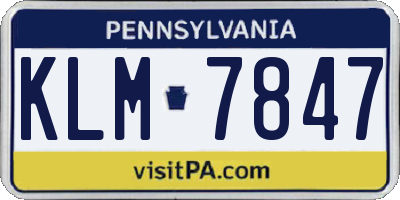 PA license plate KLM7847