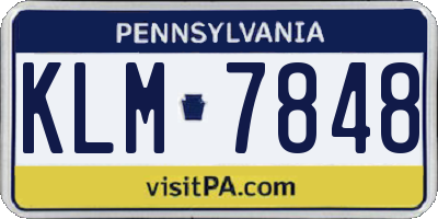 PA license plate KLM7848