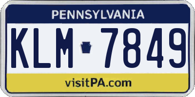 PA license plate KLM7849