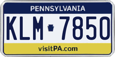 PA license plate KLM7850